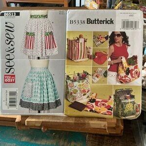 2 Patterns Crafts, Never Cut! See & Sew B6513 & Butterick B5338